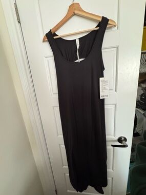 lululemon athletica Black Pima Cotton Open Back Midi Dress